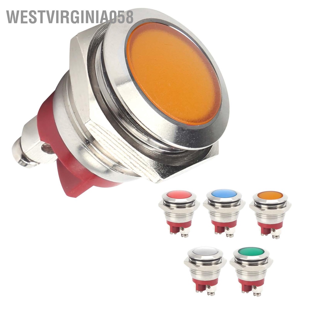 Westvirginia058 0.6in LED Indicator Bright Signal Light Flame‑Retardant Base IP66 Waterproof Universal