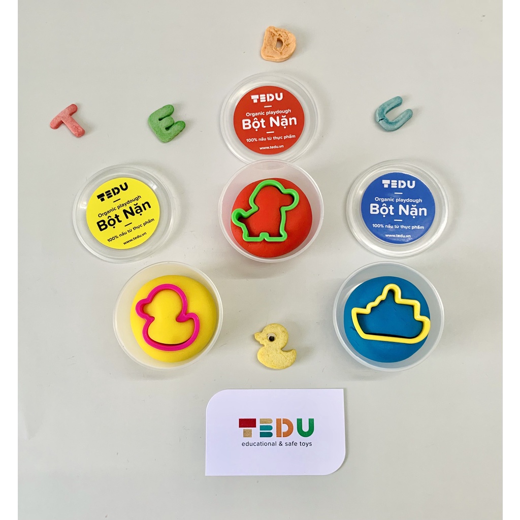 Bột nặn đất nặn an toàn Tedu tặng quà dự sinh nhật - Set 3 hủ 70gr