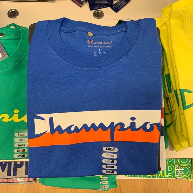 Áo Thun Cotton Ngắn Tay Cổ Tròn In Logo CHAMPION Trẻ Trung Cá Tính Cho Nam