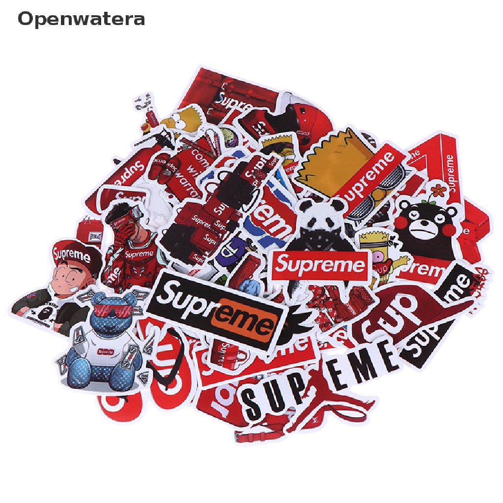 Set 50 miếng dán graffiti bằng pvc họa tiết supreme trang trí xe hơi laptop ván trượt đàn guitar