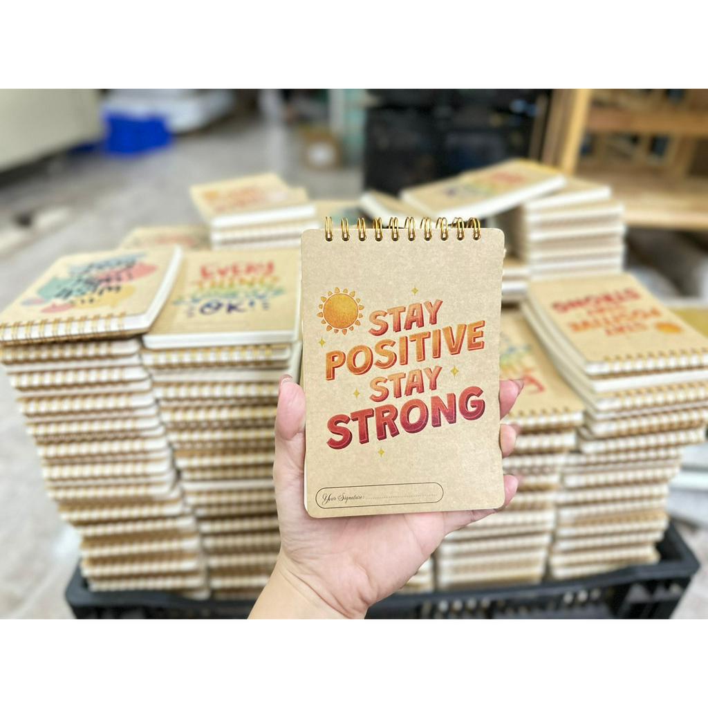 Sổ Tay A6 Mini notebook - Bìa Kraft Vintage 140 Tờ Nội Dung - Lò Xo Vàng
