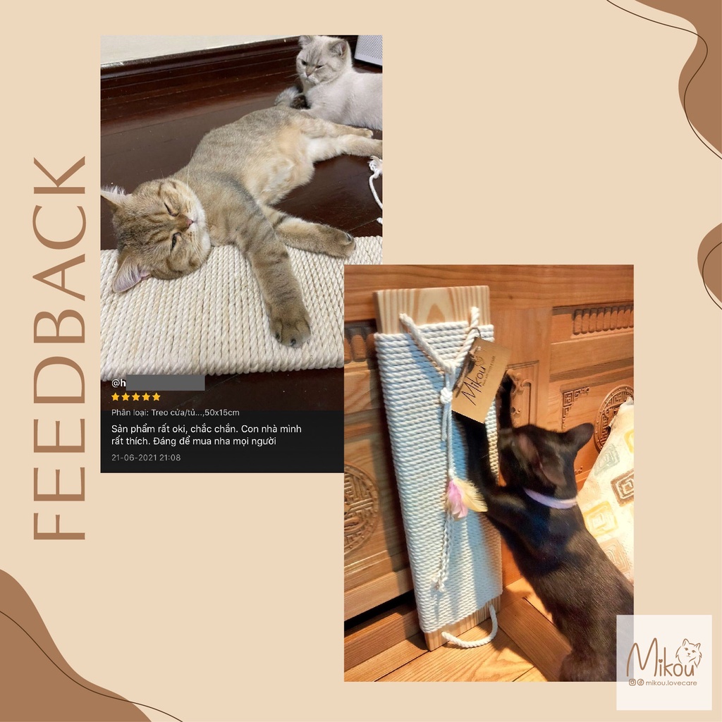 Cào móng cho mèo, treo linh động chắc chắn, bền, dùng như cây cào móng mèo, Mikou shop