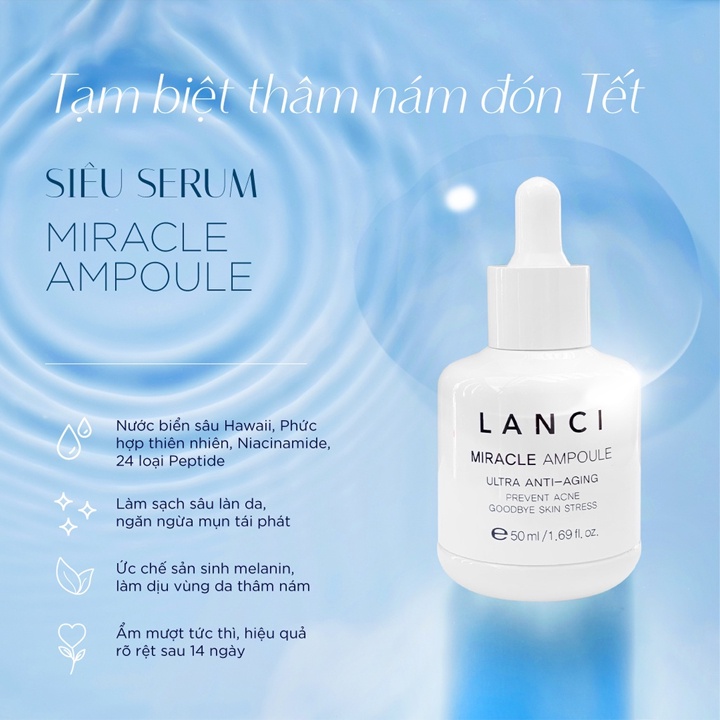 Serum Dưỡng Trắng Da Lanci Miracle Ampoule Ultra Clarifying 50ml Hàn Quốc Mit Beauty Nuôi Dưỡng Da Khoẻ Mạnh