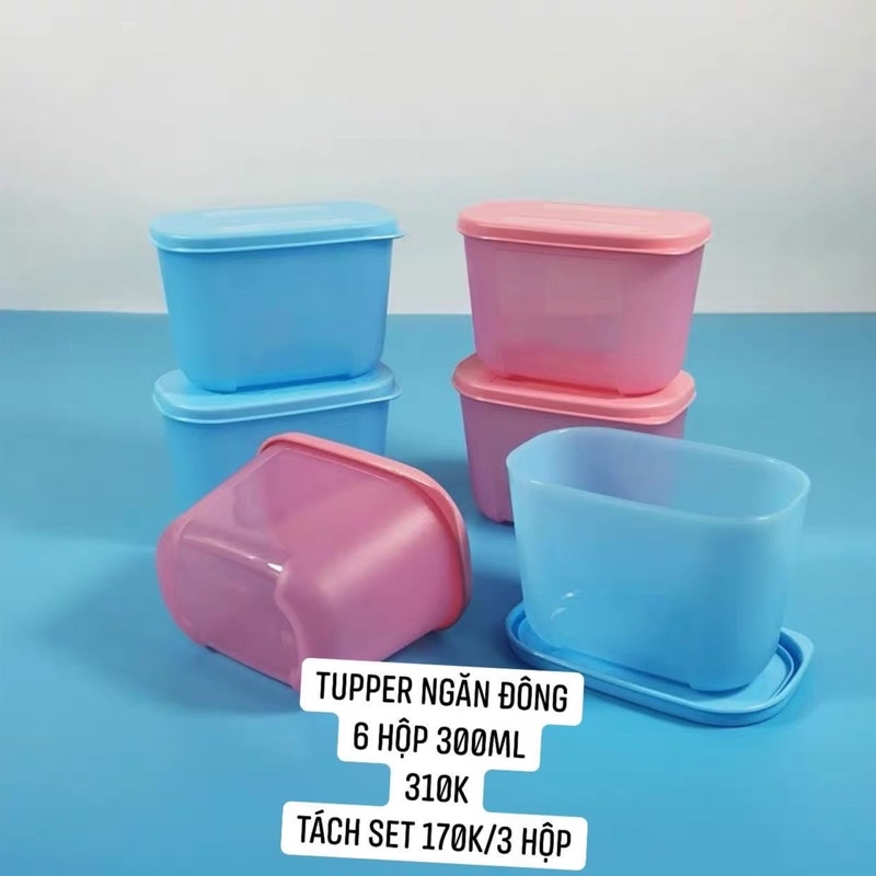Tupperware hộp nhựa dẻo trữ đông trữ mát thực phẩm tủ lạnh bộ 6 dung tích 300ml