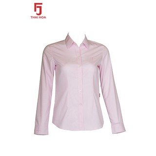 [ RẺ VÔ ĐỊCH ] Áo sơ mi nữ tay dài Thái Hòa họa tiết kẻ sọc đứt - Màu hồng - 641-10