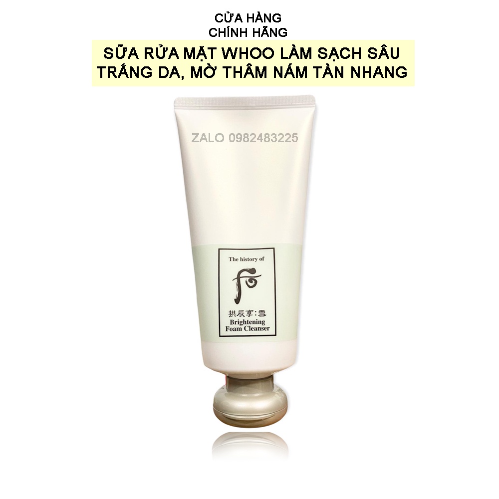 Sữa Rửa Mặt Whoo Brightening Cleansing Foam dưỡng trắng, mờ thâm nám, sạch dầu nhờn 180ml