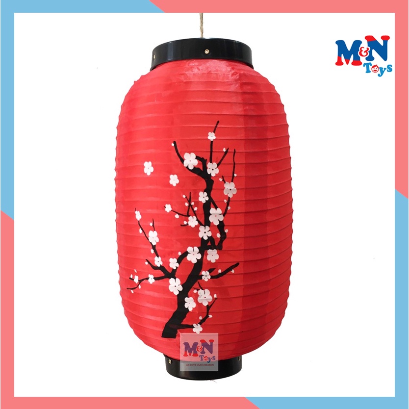 Đèn lồng đỏ hoa mai đào trang trí Tết - đèn lồng vải kiểu Nhật