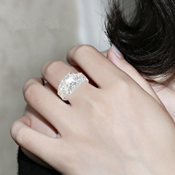 New fashion trend diamond ring European and American micro-set zircon ring engagement ring