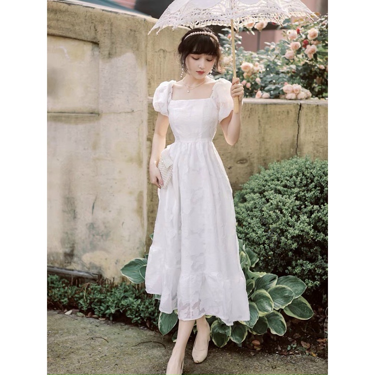 Đầm maxi nữ ren thêu luới hoa form dài may 2 lớp freesize 40-55kg màu trắng siêu sang sịn - TBTRH195 | BigBuy360 - bigbuy360.vn
