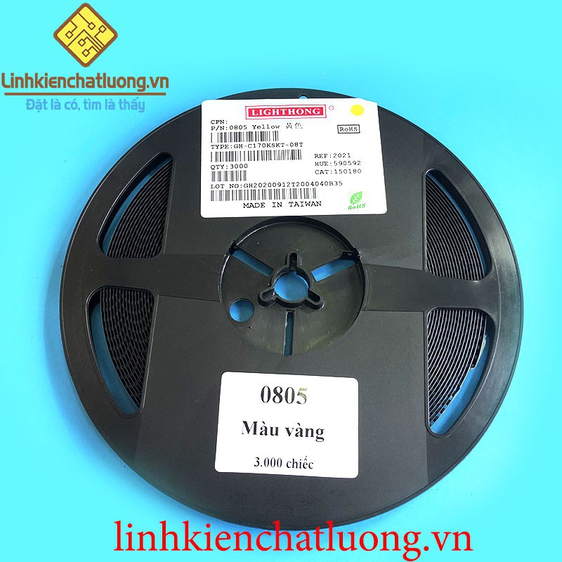 Nguyên cuộn LED dán 0805 màu vàng (3000c)