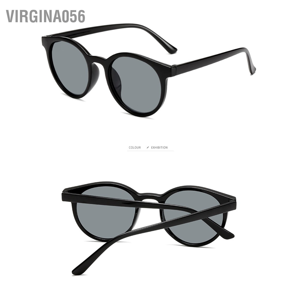 Virgina056 Kính râm tròn chống tia UV Chặn thấu kính màu xám Thiết kế hợp thời trang Phong cách Unisex mát retro cho phụ nữ Nam giới