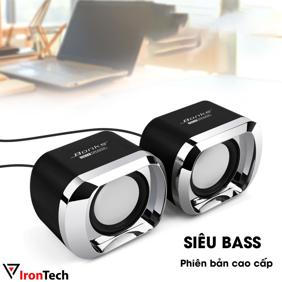 Loa máy vi tính mini có dây IronTech Bonks DX12 nhỏ gọn cầm tay âm thanh nổi 3D siêu bass tương thích laptop pc