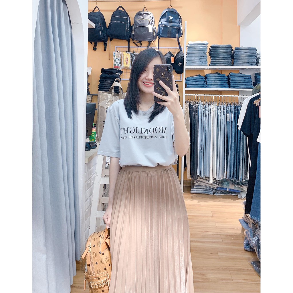 Chân váy xếp li dài , lưng thun Freesize, New Arrival 2021