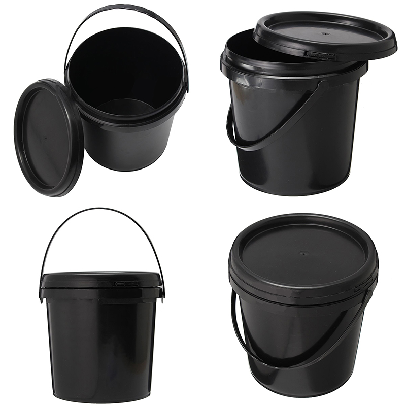 Xô Nhựa Tròn Màu Đen Có Nắp Và Tay Cầm Dung Tích 5l ☆Phong Cách westyle