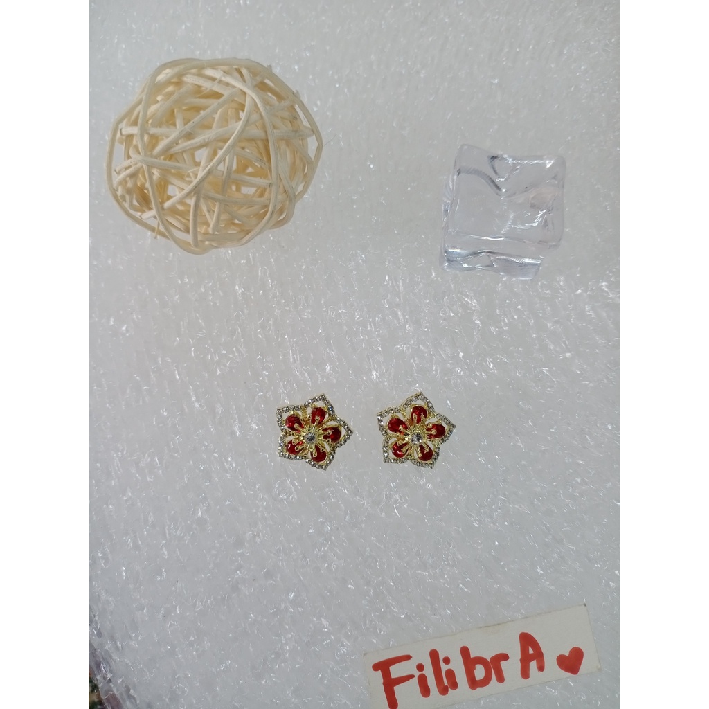 Bông tai cao cấp S925.Bông tai thiêt kế hoa 5 cánh đính đá sắc màu.