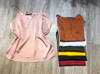Áo 2 dây trơn lụa satin