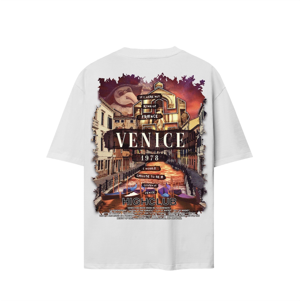 Áo Thun VENICE Tay Lỡ Unisex Nam/Nữ Đen/Trắng Cổ Tròn - HIGHCLUB Brand Chính Hãng