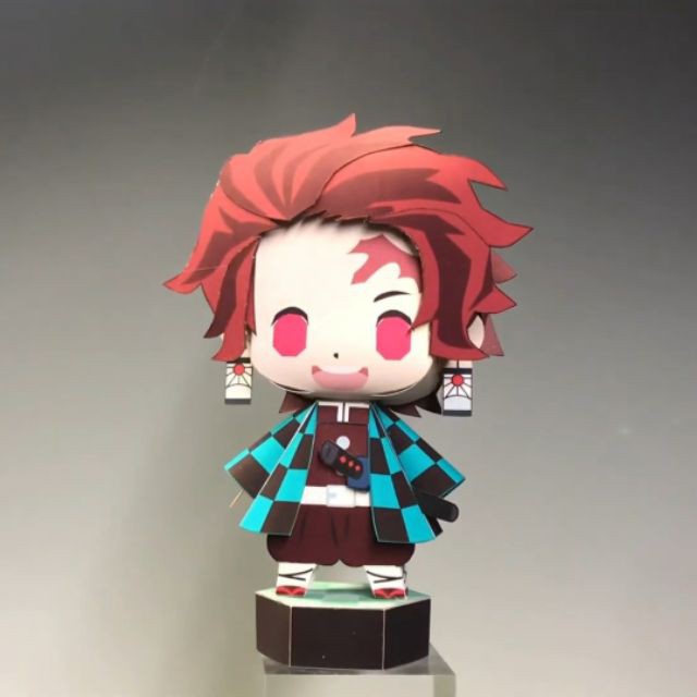 (Đọc kĩ mô tả) 01- Mô hình giấy tự làm Kamado Tanjirou [Demon Slayer/ Kimetsu no Yaiba] có kèm hộp trang trí