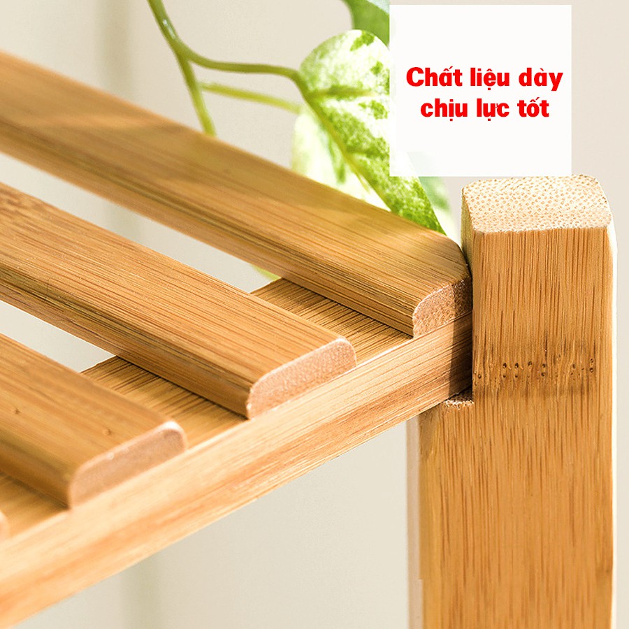 Giá kệ để chậu hoa, cây cảnh, để đồ đa năng bằng gỗ tre tự nhiên Vango V17 sang trọng, hiện đại, sơn phủ bóng chống nước