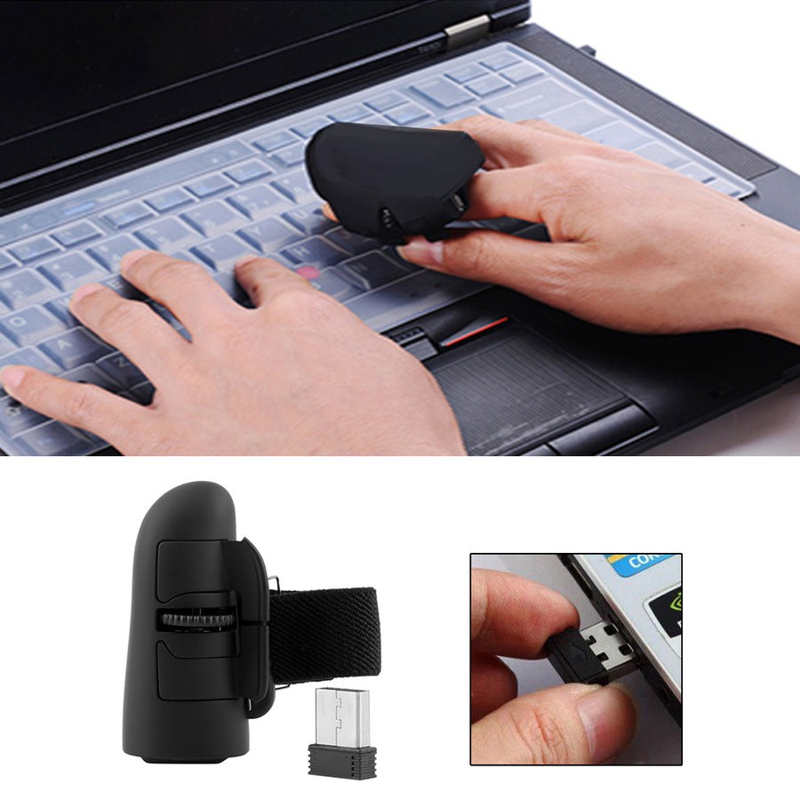 Chuột quang kẹp ngón tay không dây 2.4Ghz usb 1600 DPI cho PC laptop