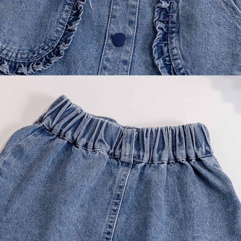Đầm Denim Phối Ren Thời Trang Mùa Hè Hàn Quốc Mới Cho Bé Gái Từ 1-5 Tuổi 2023