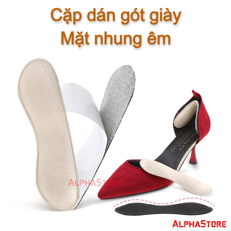 Cặp Dán Gót Giày Nhung - Siêu Dầy 1.2cm - Êm Mềm, Giảm Đau Gót, Chống Nhấc Gót, Chống Rộng Giày, Giảm Size Giầy