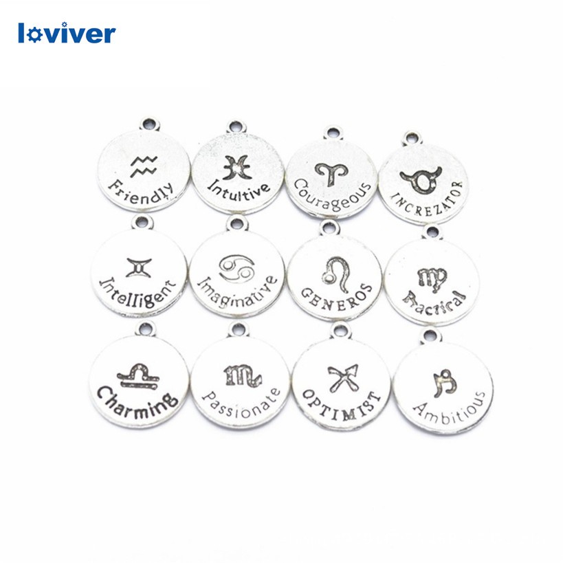 CHARMS Set 24 Mặt Dây Chuyền Hình 12 Con Giáp Bằng Đồng