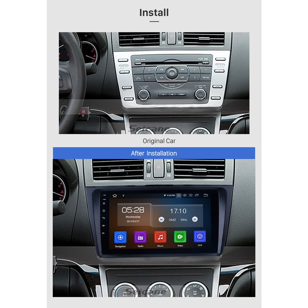 Mặt dưỡng màn hình android MAZDA 6  2005 2006 2007 2008 2009 2010 2011 2012 2013 2014 2015 2016 2017 2018 2019