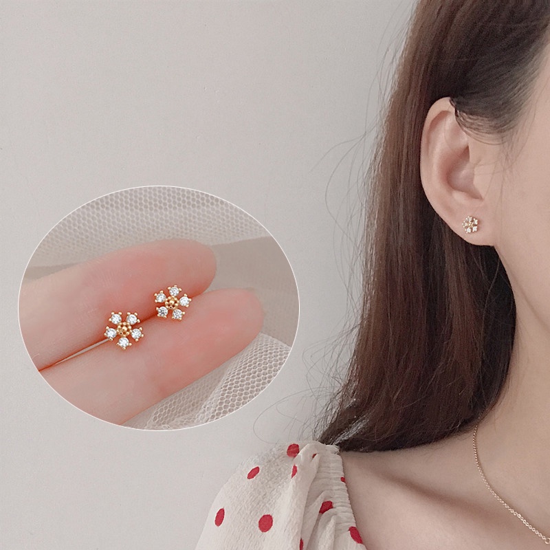 Khuyên Tai Kim Loại Đính Đá Zircon Đơn Giản Thời Trang Cho Nữ