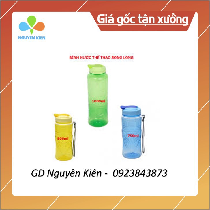 Bình nước thể thao, bình nước học sinh 500ml, 750ml, 1000ml hàng nhựa Song Long