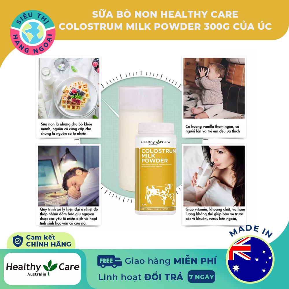 Sữa bò non Healthy Care Colostrum Milk Powder Úc Hộp 300g Best before 05/2024