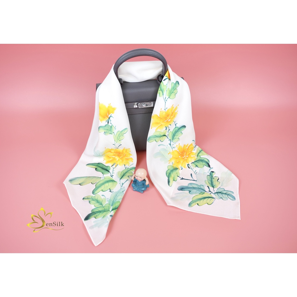 Khăn Lụa Bảo Lộc Vẽ Tay Hoa Mẫu Đơn – Quà Tặng 20/11