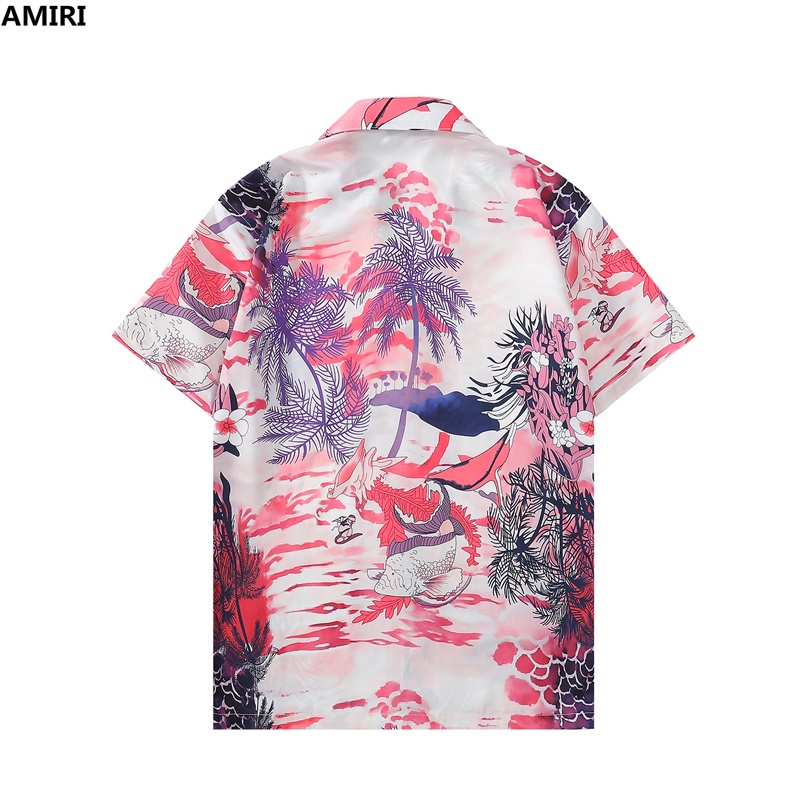 Am * &amp; IRI - Áo Sơ Mi Ngắn Tay In Hình Phong Cảnh Thời Trang
