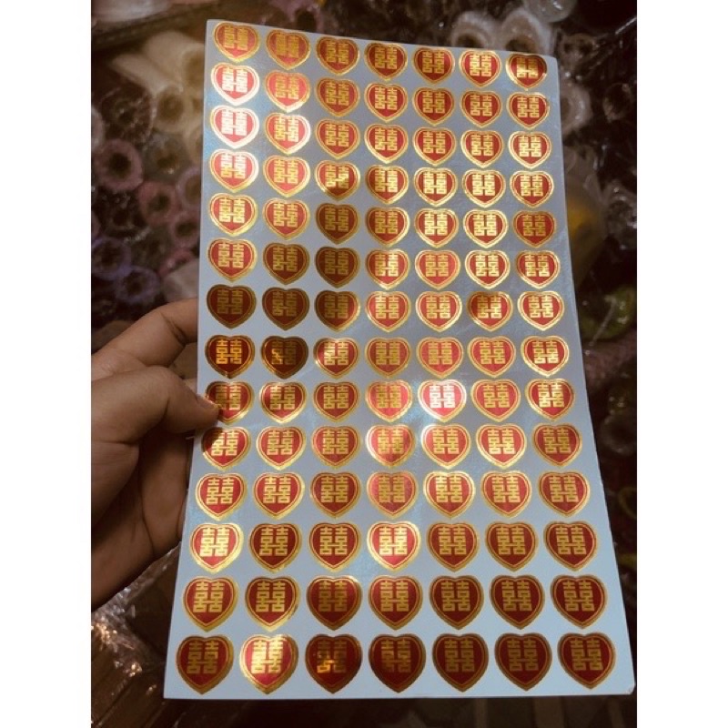 90 Tem dán song hỷ, dán hoa quả bóc dán sẵn