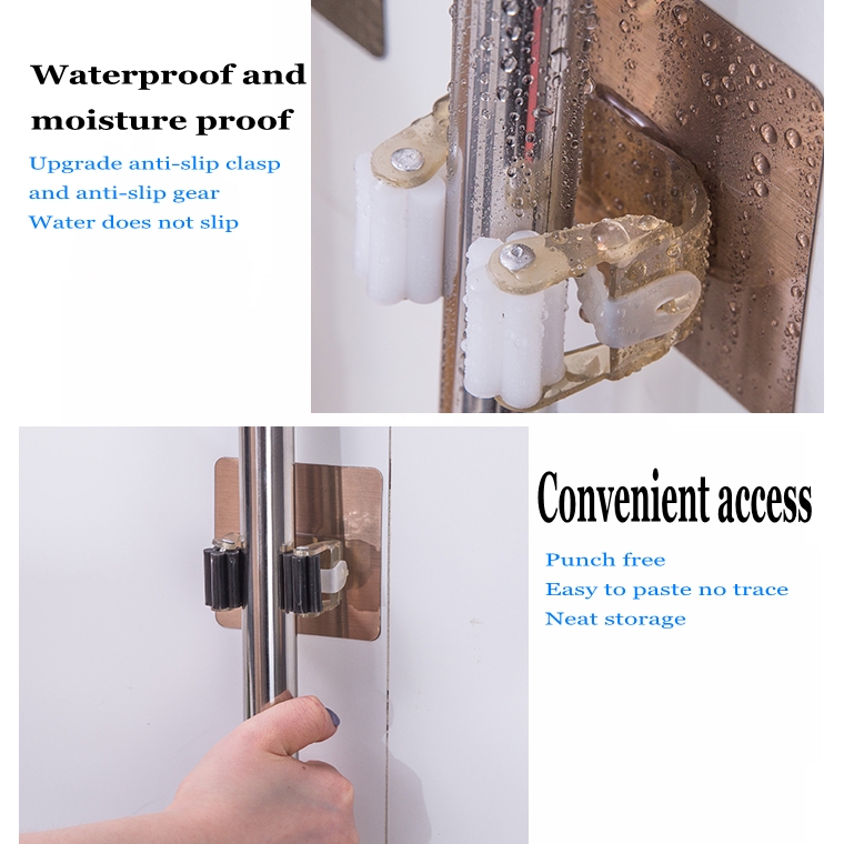 Móc dán tường treo chổi &amp; cây lau nhà &amp; chổi tiện dụng