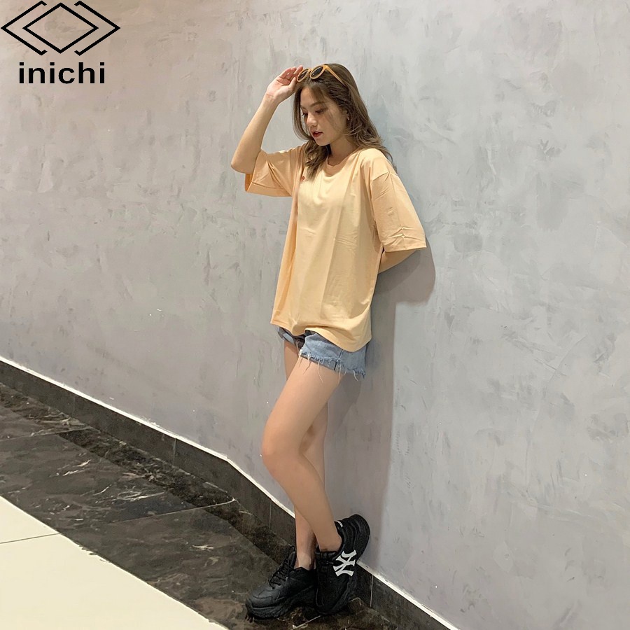 Áo thun tay lỡ INICHI A614 form rộng oversize nam nữ áo phông unisex