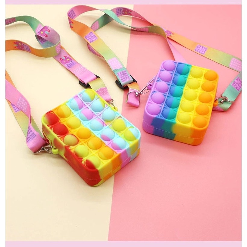 【Free Gift】Pop it Con kỳ lân Messenger cái túi Túi đeo vai Push Bubble Sensory Fidget Giải phóng đồ căng thẳng