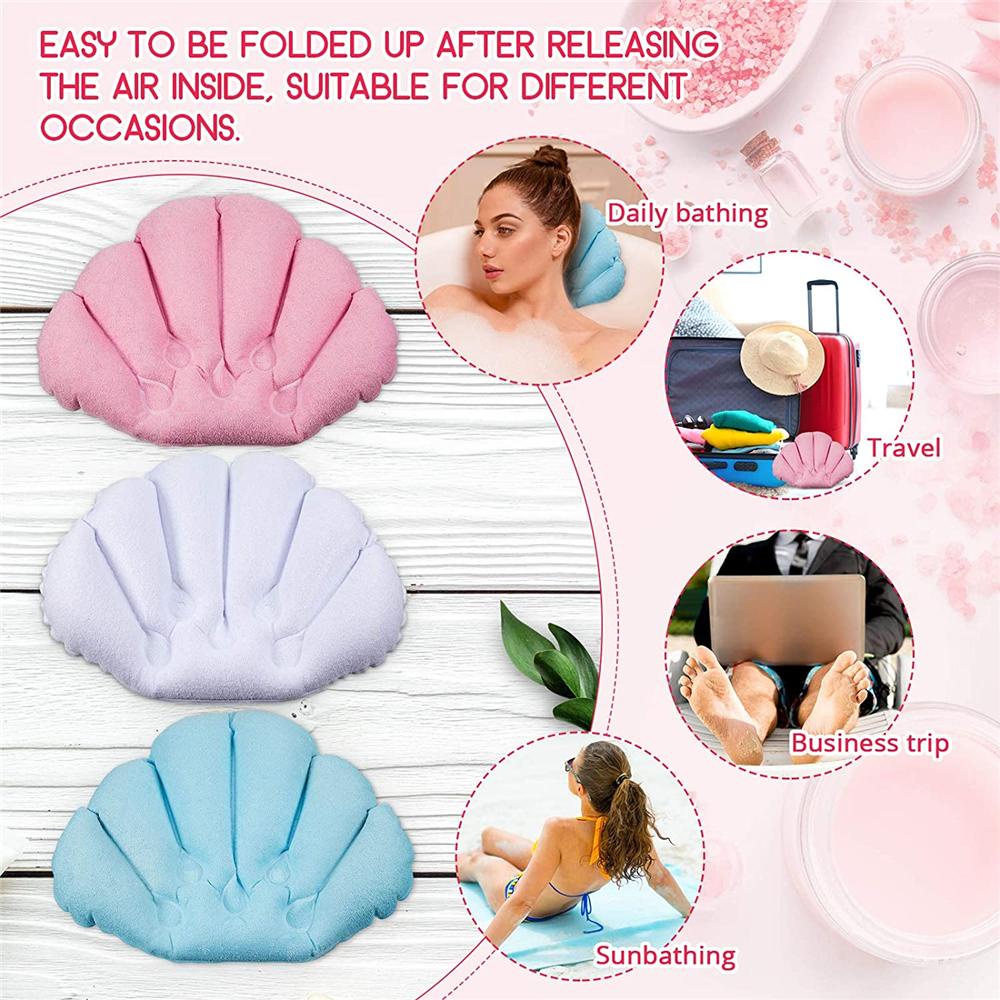 JUNE Gối Tắm Bơm Hơi Kèm Cốc Hút Tiện Dụng