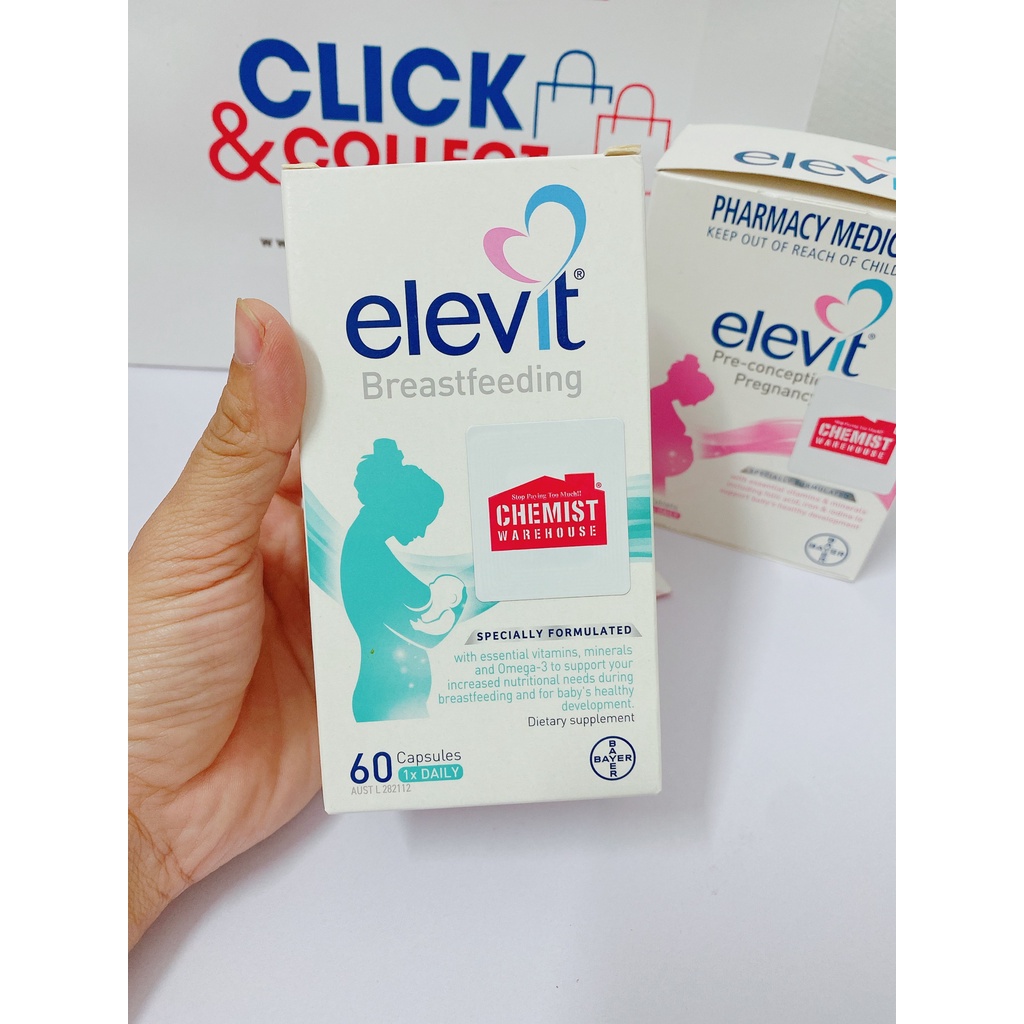 [Tem Chemist] Elevit sau sinh cho Mẹ, Elevit Bú, Elevit Breastfeeding 60 viên (Date 2023) - Xuất xứ Úc