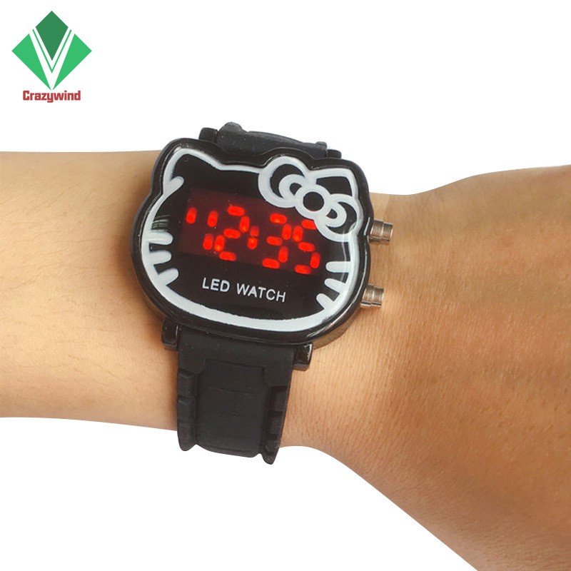Đồng hồ điện tử mặt hình Hello Kitty chống thấm nước đa năng dành cho bé gái | BigBuy360 - bigbuy360.vn
