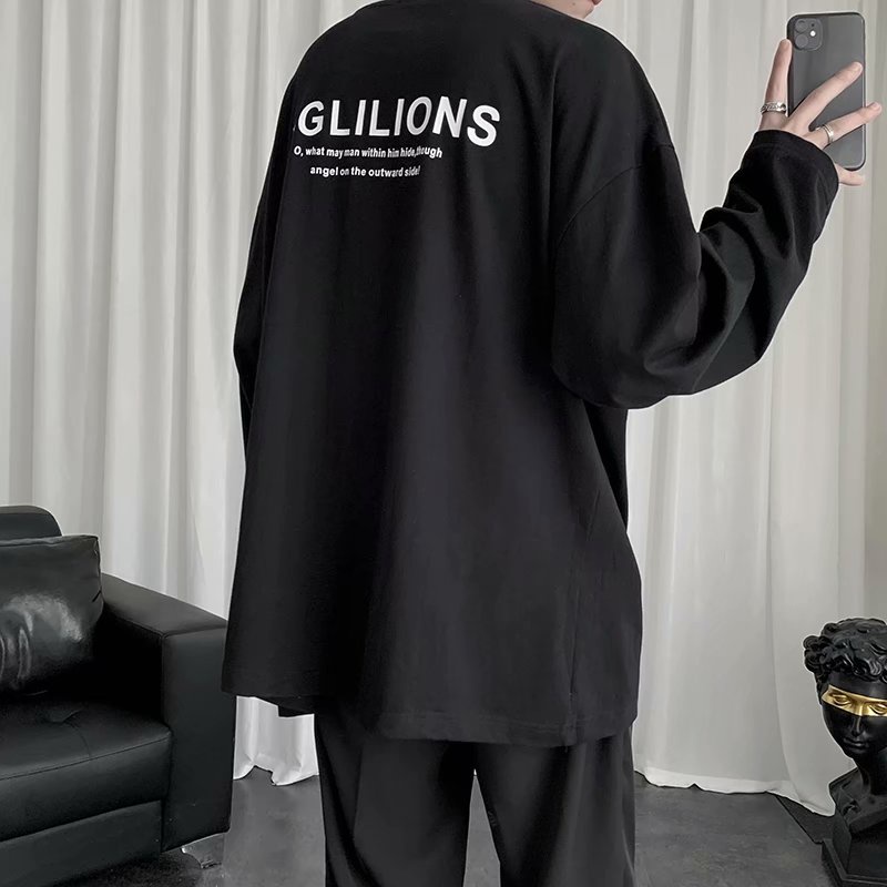 Áo thun dài tay - Áo longsleeve chất cotton in chữ bức thư mặc thoáng, thấm hút mồ hôi dễ phối đồ  Màu đen và trắng phong cách ngoài trời nam và nữ