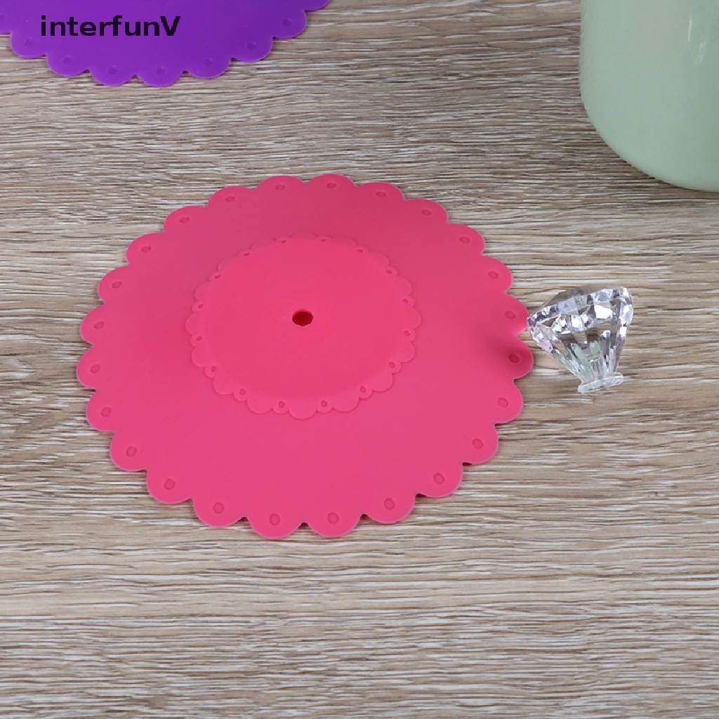 1 Nắp Đậy Cốc Cà Phê Bằng Silicone Đính Kim Cương Chống Bụi