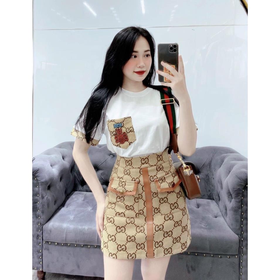 [ 𝐅𝐑𝐄𝐄 𝐒𝐇𝐈𝐏 ]  SET ÁO NẮP TÚI LOGO CHÂN VÁY CHỮ