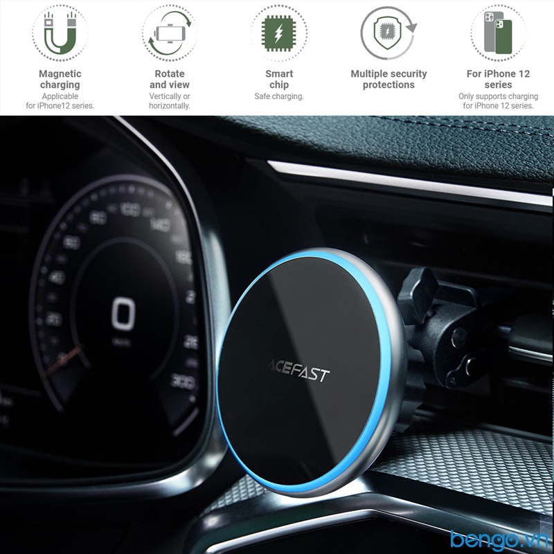 Giá Đỡ Sạc Nhanh Không Dây Từ Tính Trên Ô Tô 15W ACEFAST - D3