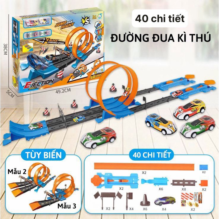 [SIÊU RẺ] Đường đua Đôi kỳ thú hotwheels siêu tốc độ 40 chi tiết