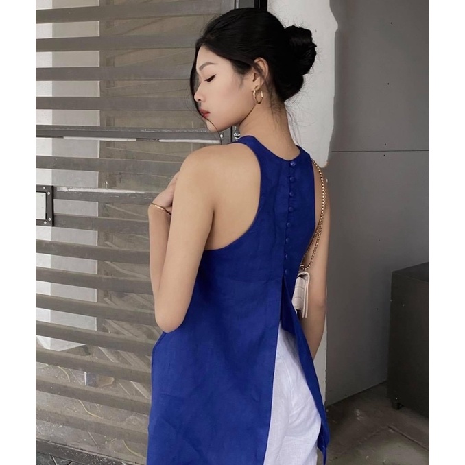 Áo sát nách basic đơn giản nhiều màu khuy sau xẻ lưng Sun Fashion