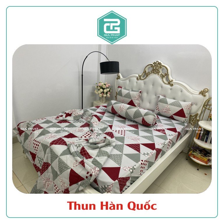 Bộ Ga Gối Thun Lạnh Hàn Quốc {4 Món} họa tiết Tam Giác ( 1 ga bọc + 2 vỏ gối nằm + 1 vỏ gối ôm ) | BigBuy360 - bigbuy360.vn