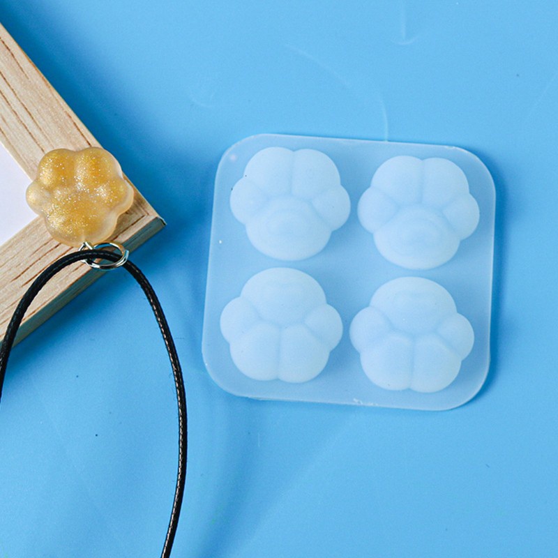 Khuôn Silicone 4 Ngăn Tạo Hình Móng Vuốt Mèo Làm Móc Khóa
