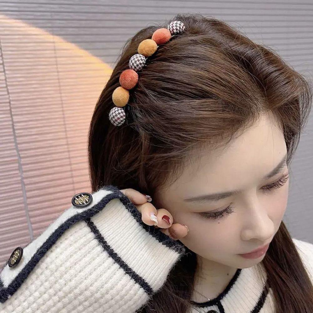 AROMA Lược Cài Tóc Đính Quả Bông Họa Tiết Kẻ Sọc Thanh Lịch Dành Cho Nữ