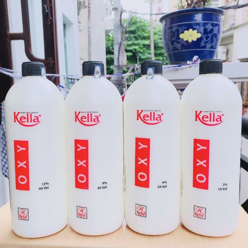 Oxy Nhuộm Tóc 3%/6%/9%/12% , Trợ Nhuộm Kella Chính Hãng 1000ml